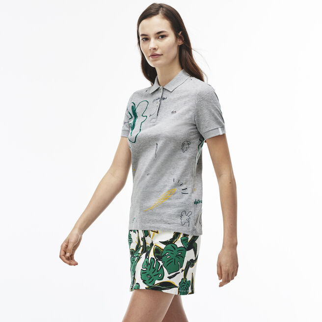 Women's L!VE Slim Fit Print Stretch Piqué Polo Shirt Women's L!VE Slim Fit Print Stretch Piqué Polo Shirt
