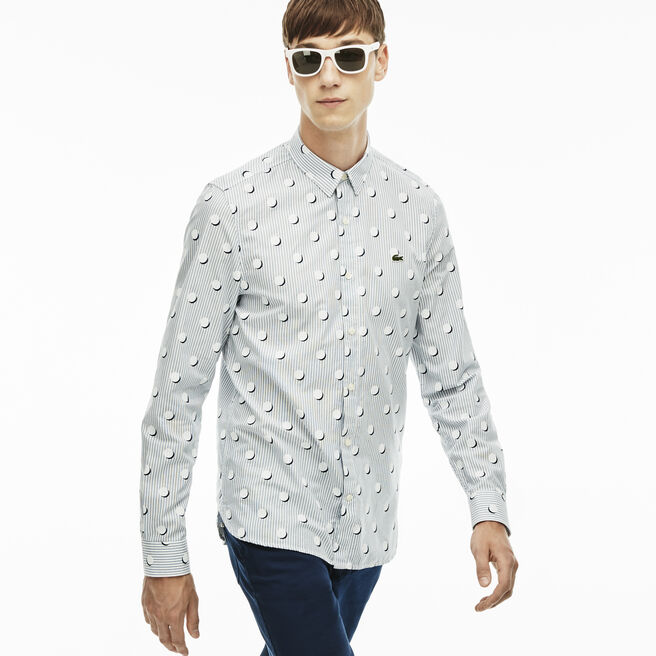 Men's L!VE Slim Fit Stripes And Polka Dots Shirt Men's L!VE Slim Fit Stripes And Polka Dots Shirt