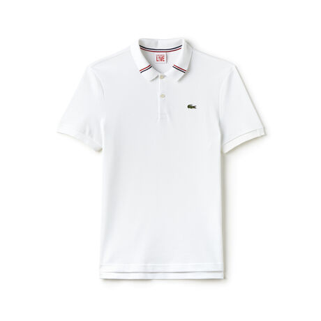 Men's L!VE Slim Fit Tricolor Band Collar Polo Shirt