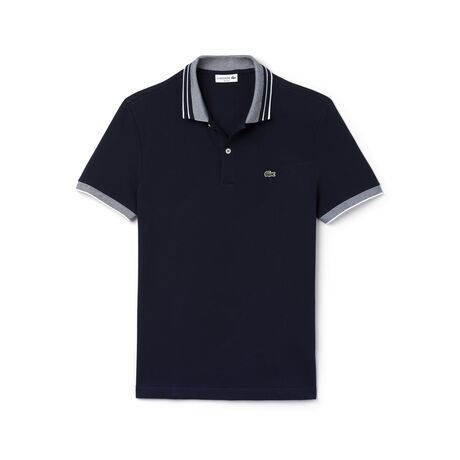 Men's Fine Striped Cotton Rib Polo Shirt