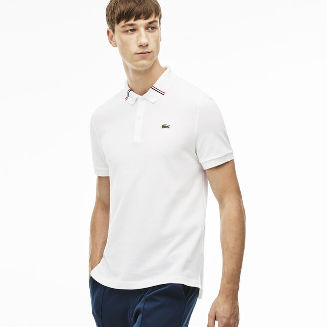 Men's L!VE Slim Fit Tricolor Band Collar Polo Shirt Men's L!VE Slim Fit Tricolor Band Collar Polo Shirt
